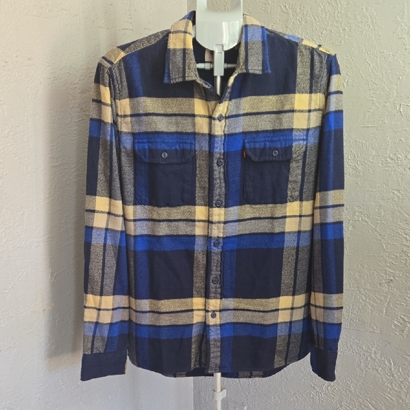 Levi's Other - Levi's Blue Plaid Shirt Large Flannel Long Sleeve Cabincore Winter Cozy Fall